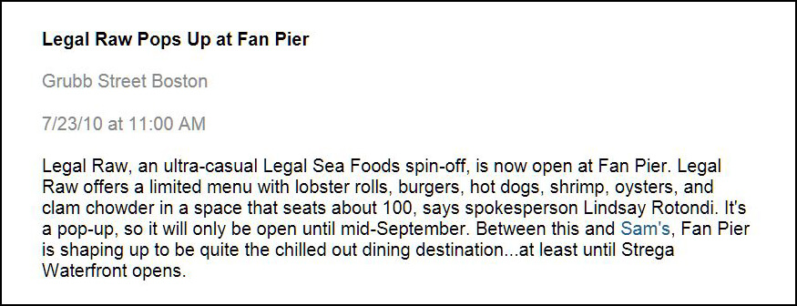 Legal Raw Pops Up At Fan Pier